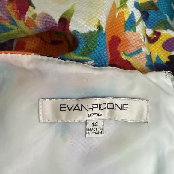 Evan Picone Dress Women's 14 Multicolor Floral Tweed Casual Career Work Zip Up - Picture 5 of 8